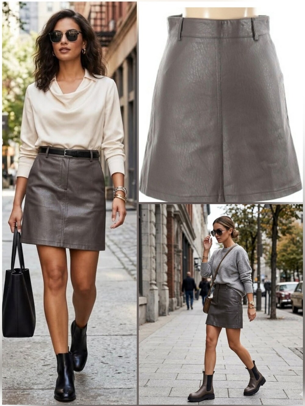💙LF NWT! E-Lady gray vegan leather skirt 🤍Size 4